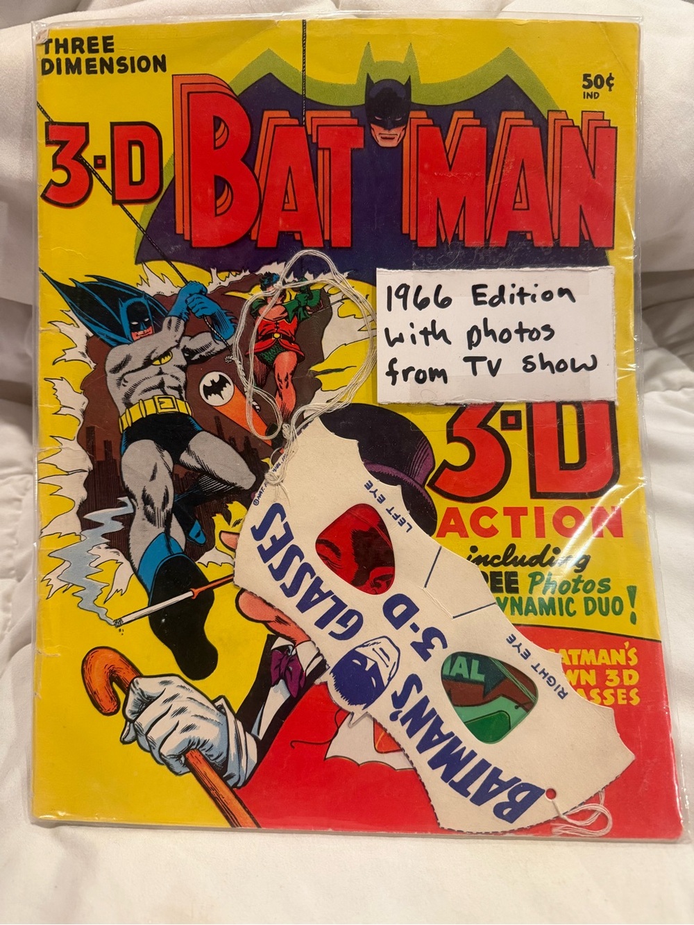 Batman 3-D Glasses Promotional Card with Red, Yellow, Blue, Green, Black